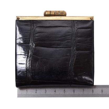 Exotisches Leder Münzgeldbörse/Portemonnaie ca. 8cm - Schwarz