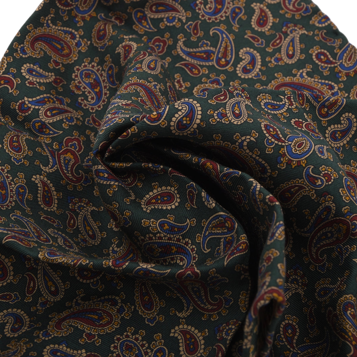 Der Herr Classic Silk Pocket Square 30.5cm - Green Paisley