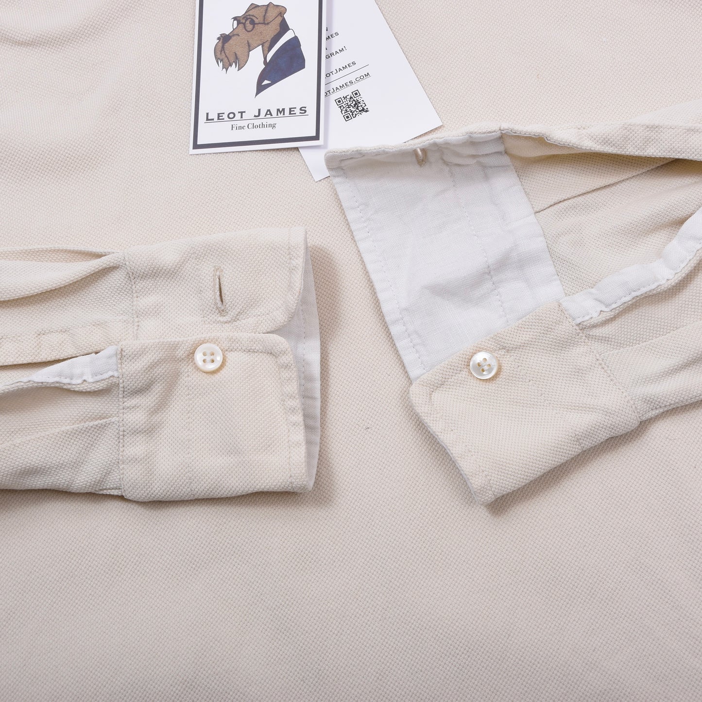 Loro Piana Long-Sleeved Polo Shirt Size S Chest ca. 54.5cm - Beige