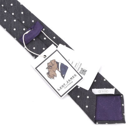 Eton Wool-Silk Tie Made in Italy - Grey Polka Dot