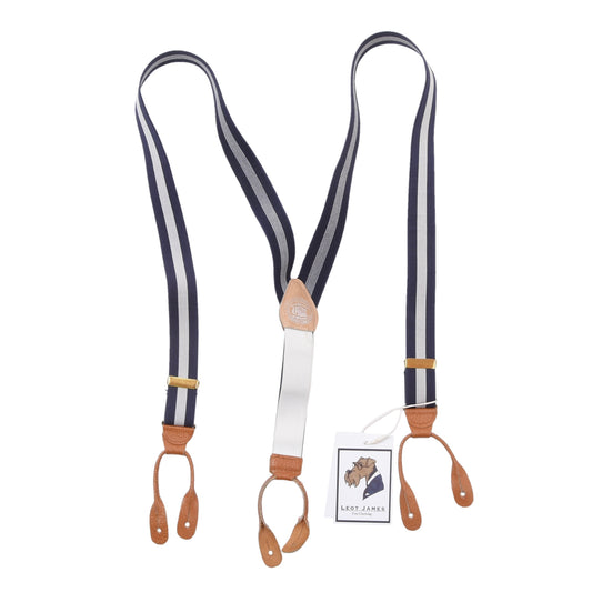 J. Press Elastische Hosenträger - Marineblau/Grau