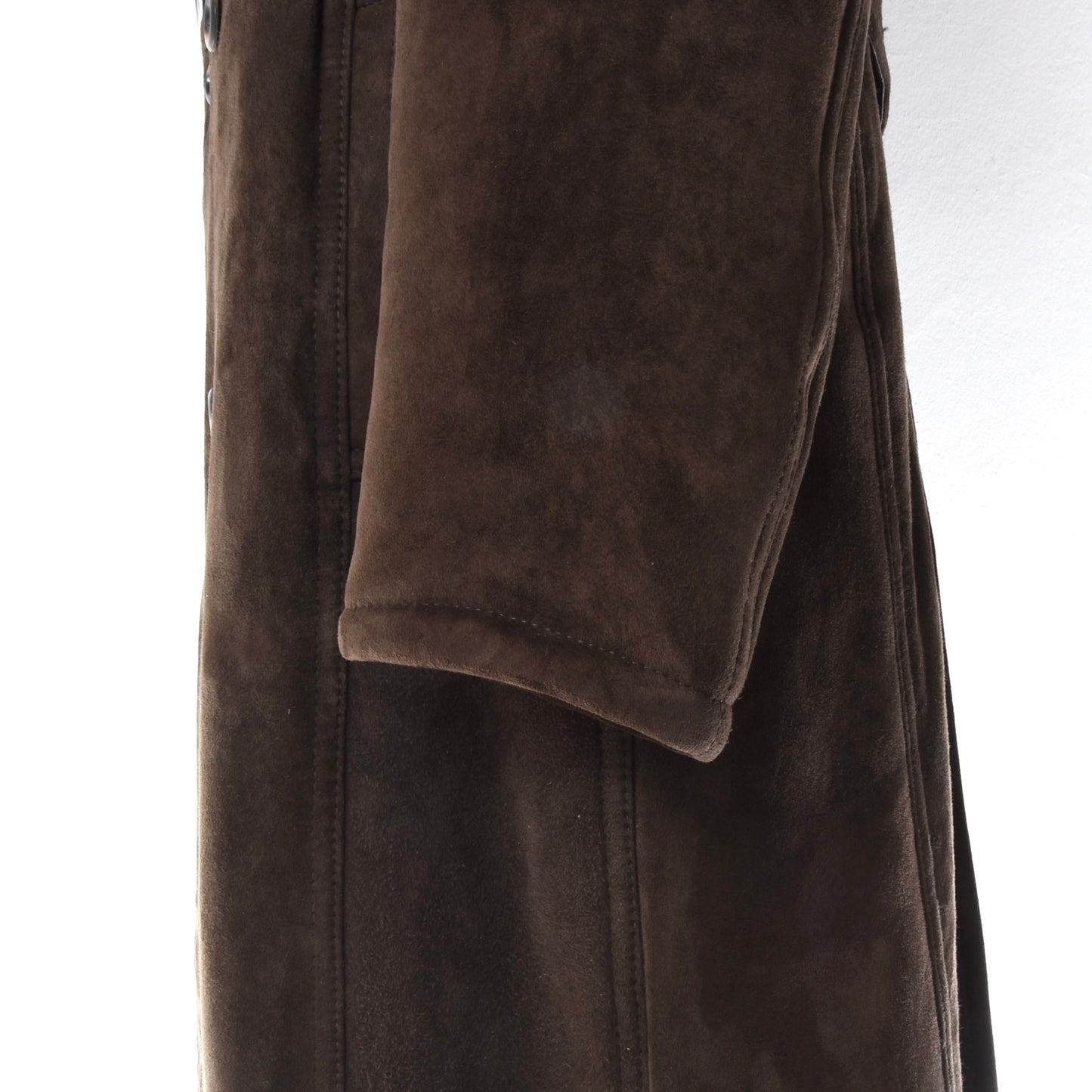 Double-Breasted Shearling Overcoat Feat. Fur Collar Chest ca. 56cm - Brown