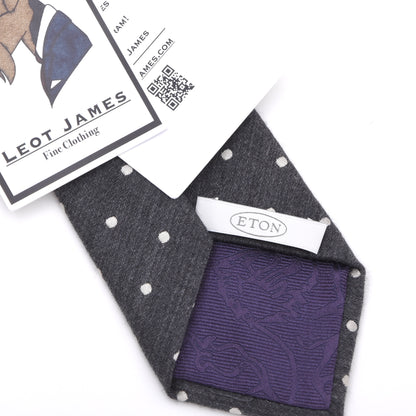 Eton Wool-Silk Tie Made in Italy - Grey Polka Dot