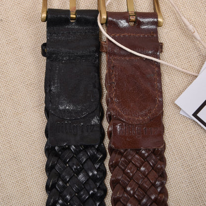 NOS 2x Leder Flechtgürtel Gr. 117 - Braun & Schwarz