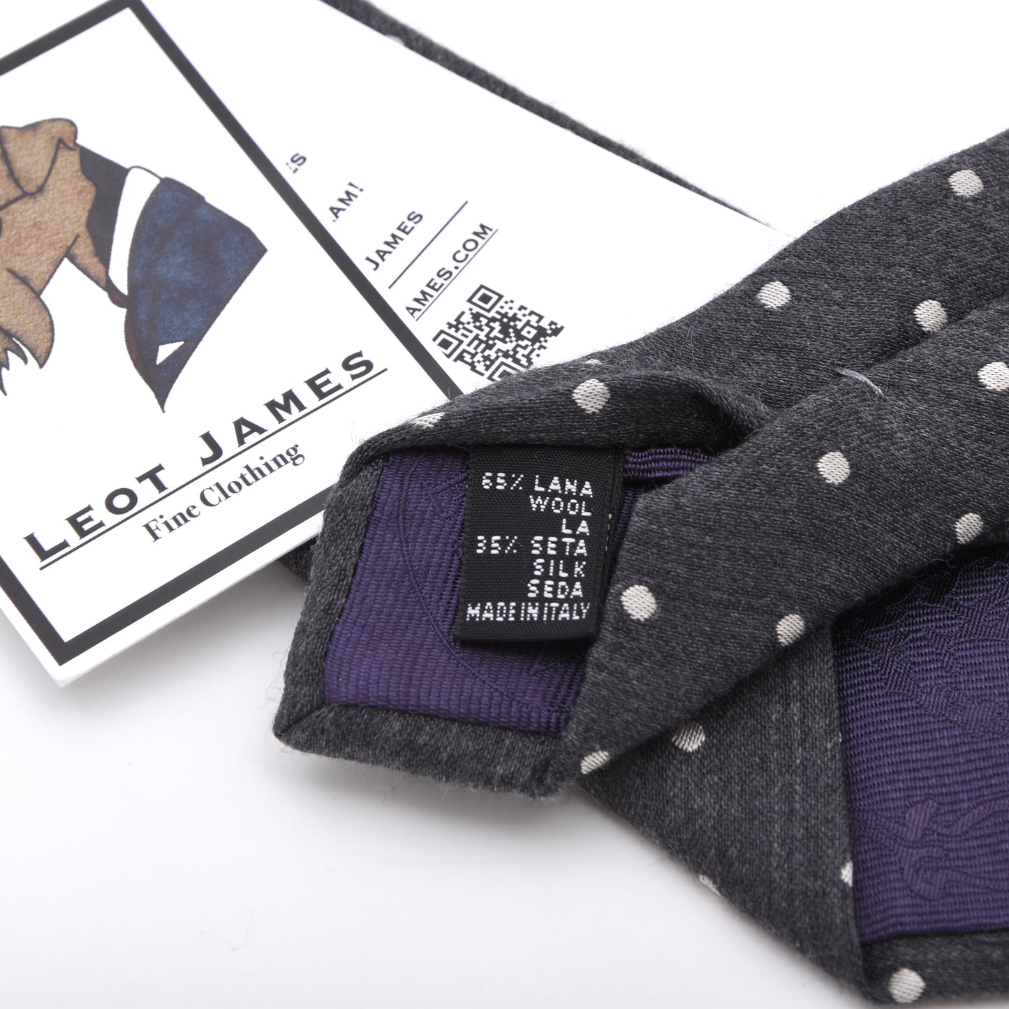 Eton Wool-Silk Tie Made in Italy - Grey Polka Dot