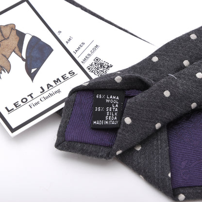 Eton Wool-Silk Tie Made in Italy - Grey Polka Dot