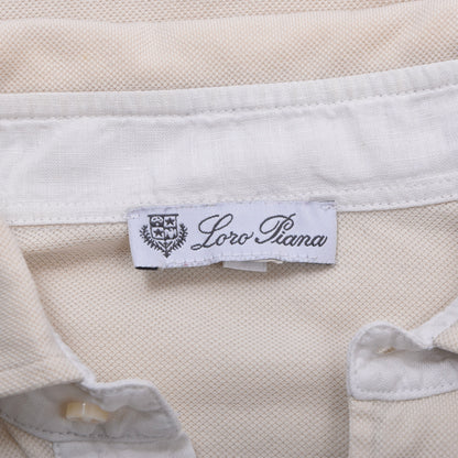 Loro Piana Long-Sleeved Polo Shirt Size S Chest ca. 54.5cm - Beige