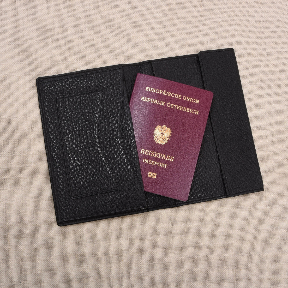 NOS Luxus Leder Reisebrieftasche Unsigniert F. Schulz - Schwarz