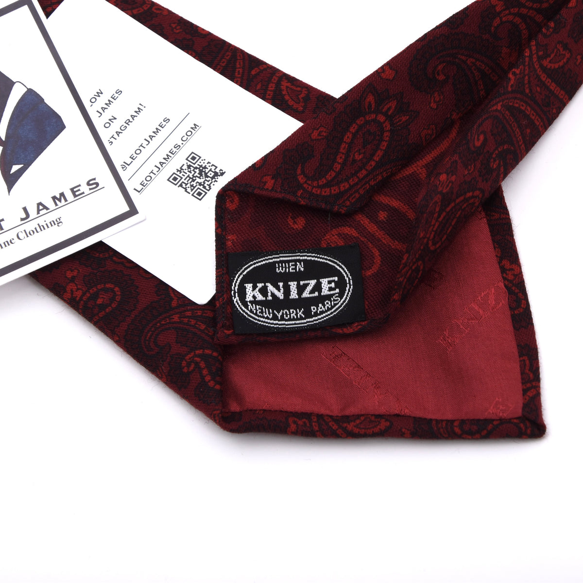 Knize Wien Vintage Wollchallis Krawatte 135cm - Rot Paisley