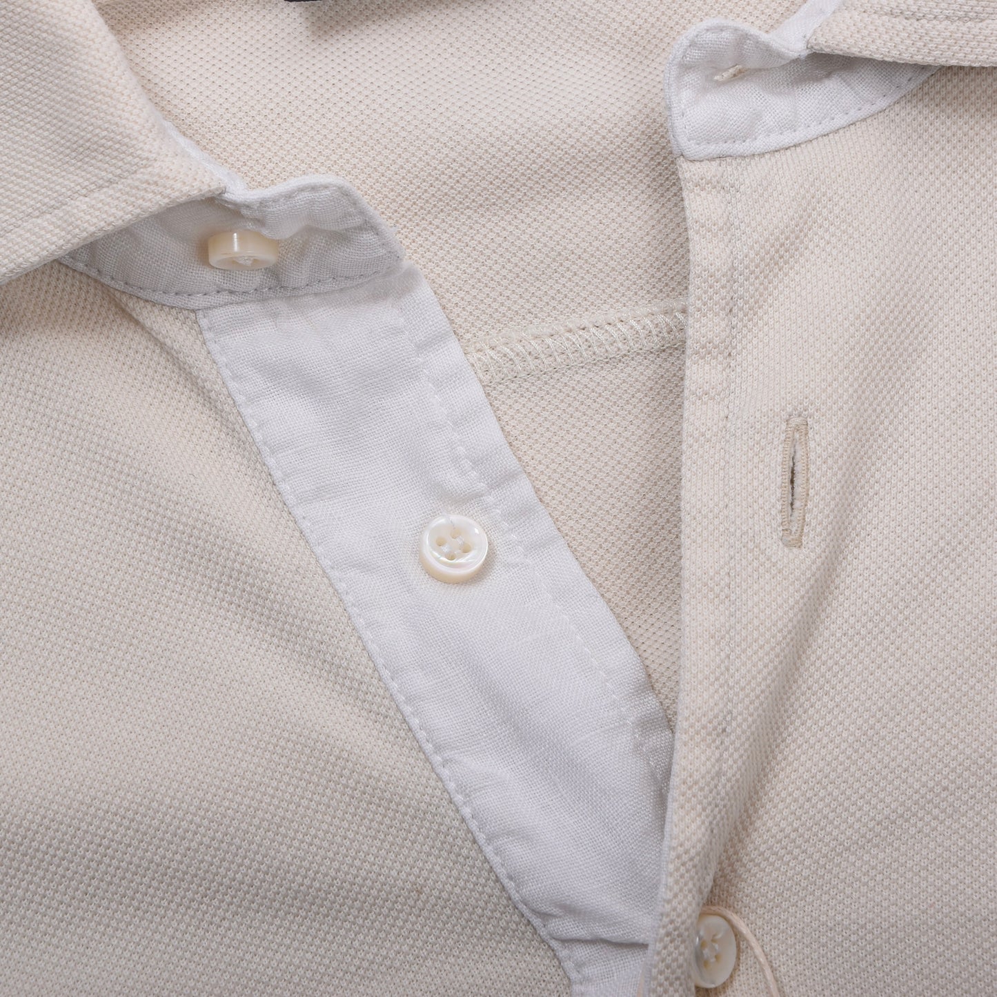 Loro Piana Long-Sleeved Polo Shirt Size S Chest ca. 54.5cm - Beige