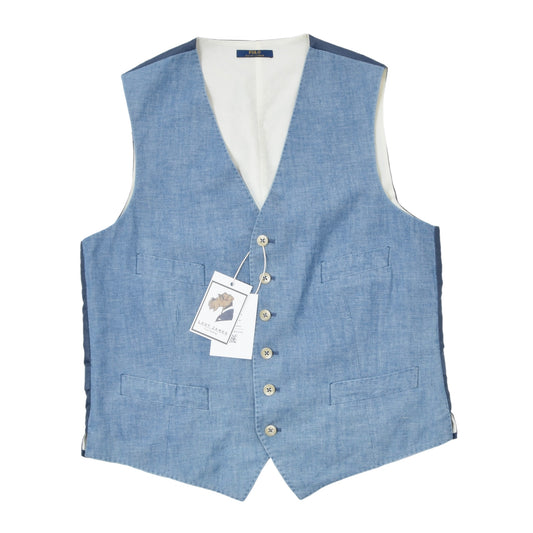 Polo Ralph Lauren Chambray Waistcoat/Vest Size 40R - Blue