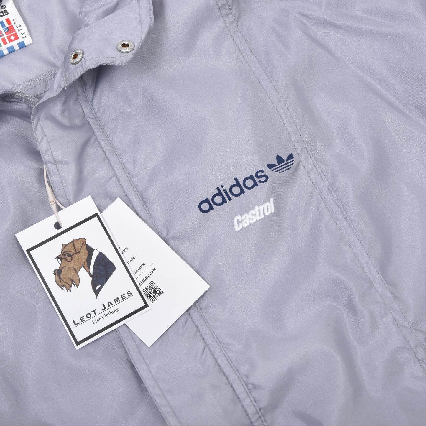 Vintage Adidas Castrol Nylon Blouson/Jacke Größe D54 ca. 63cm - Grau