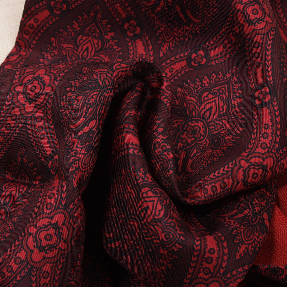 Vintage Silk/Wool Double-Sided Dress Scarf ca. 124cm - Red/Black