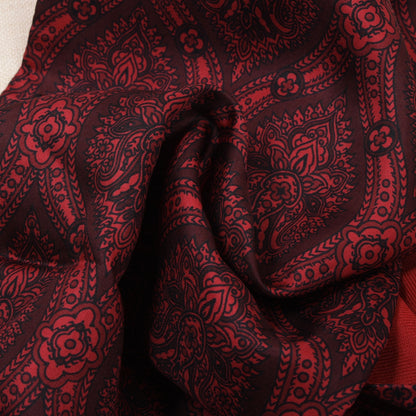 Vintage Silk/Wool Double-Sided Dress Scarf ca. 124cm - Red/Black