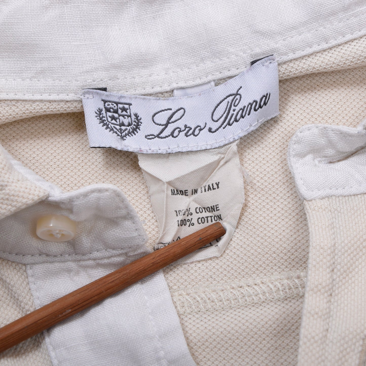 Loro Piana Long-Sleeved Polo Shirt Size S Chest ca. 54.5cm - Beige