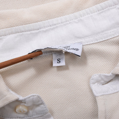 Loro Piana Long-Sleeved Polo Shirt Size S Chest ca. 54.5cm - Beige