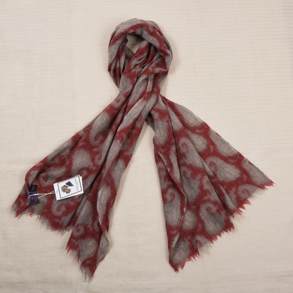 Hemley 100% Cashmere Scarf ca. 164cm - Red/Grey