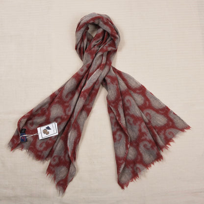 Hemley 100% Cashmere Scarf ca. 164cm - Red/Grey