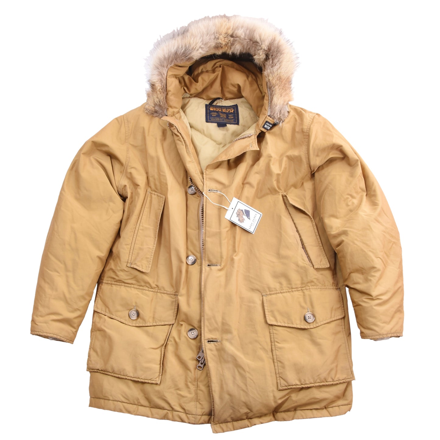 Woolrich Arctic Parka Feat. Coyote Hood Size M ca. 62cm - Beige/Tan