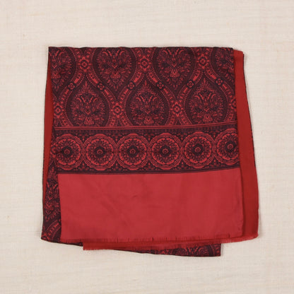 Vintage Silk/Wool Double-Sided Dress Scarf ca. 124cm - Red/Black