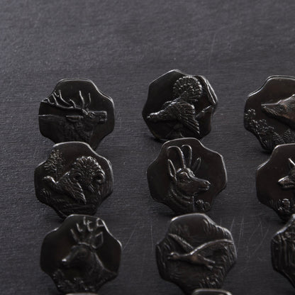 12x Vintage 800 Silber Trachtenknöpfe ca. 29.63g Graz – Jagdmotiv