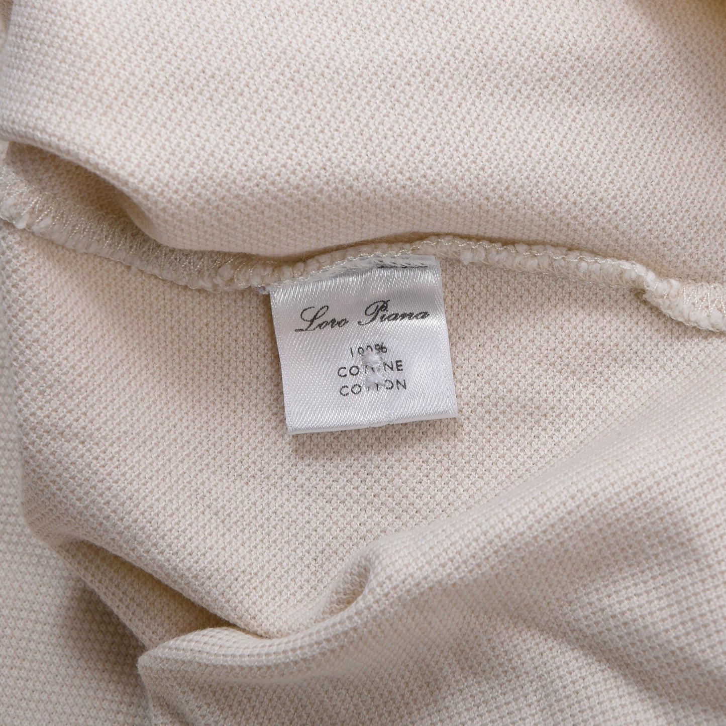 Loro Piana Long-Sleeved Polo Shirt Size S Chest ca. 54.5cm - Beige