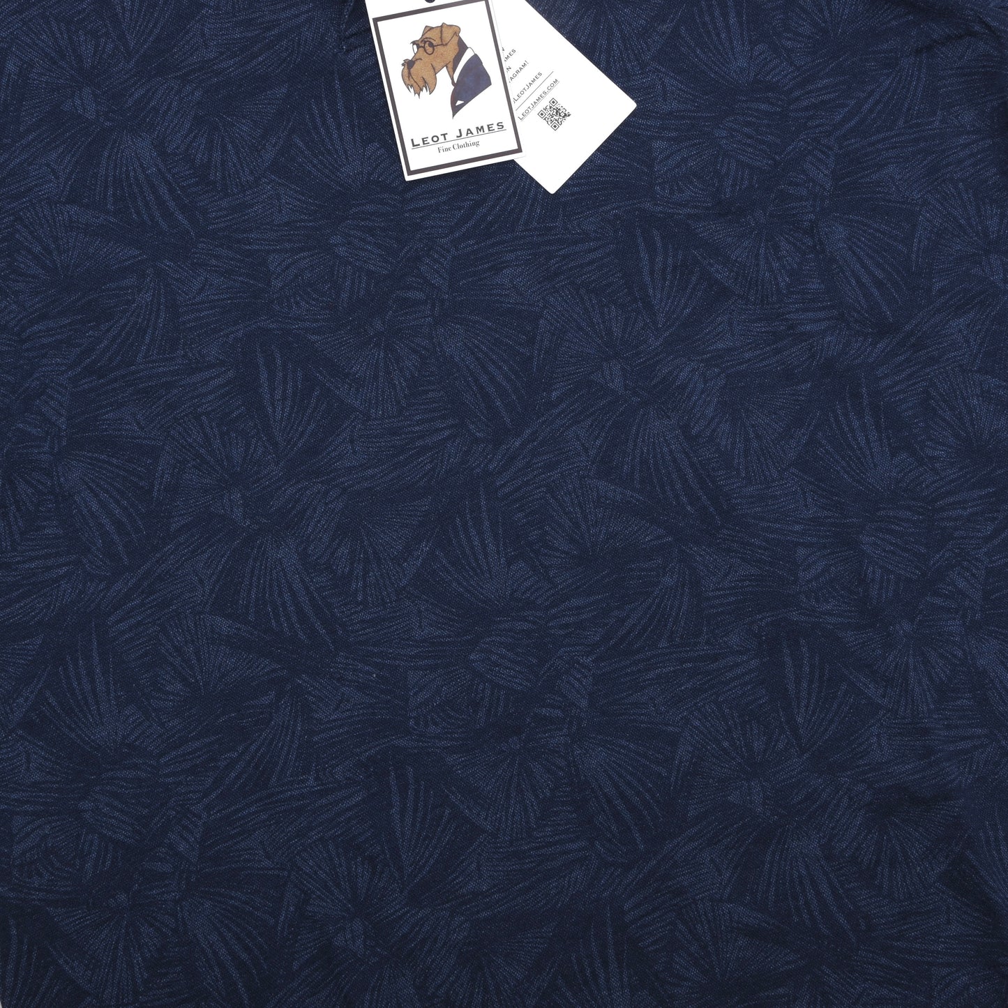 Gran Sasso Polo-Shirt Größe 52 ca. 55,5cm - Blaues Palmenmuster