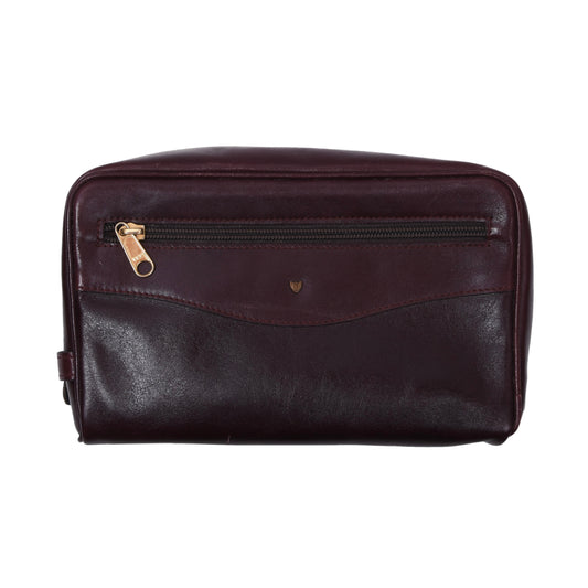 Pierre Waldon Leather Toiletry Bag - Burgundy