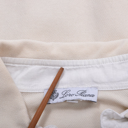 Loro Piana Long-Sleeved Polo Shirt Size S Chest ca. 54.5cm - Beige