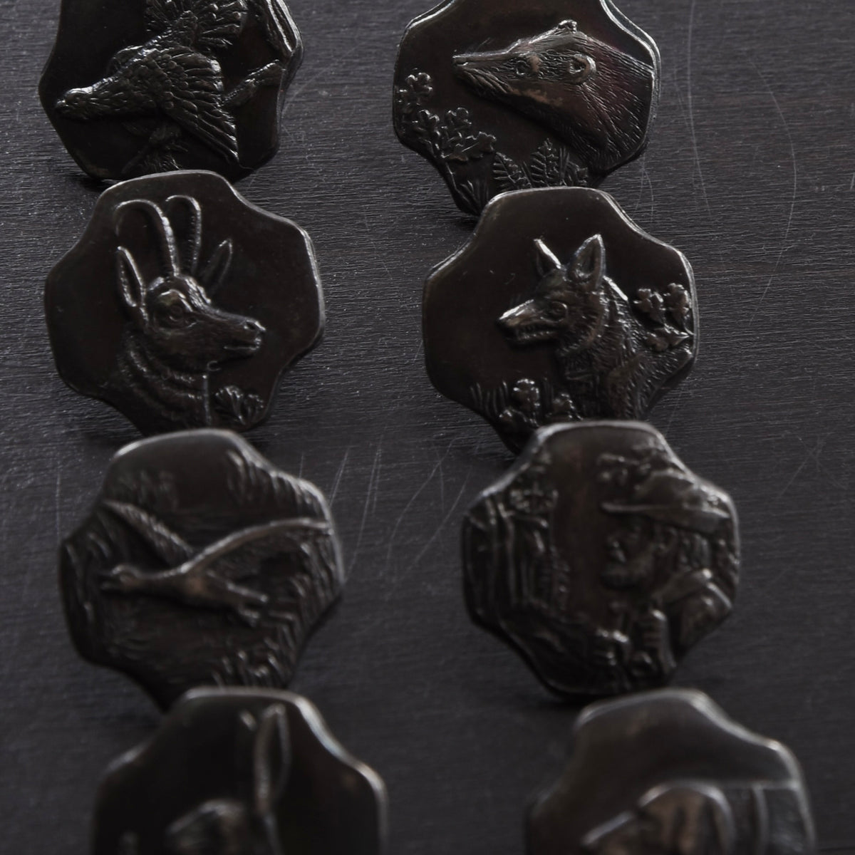 12x Vintage 800 Silber Trachtenknöpfe ca. 29.63g Graz – Jagdmotiv