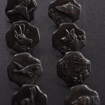 12x Vintage 800 Silber Trachtenknöpfe ca. 29.63g Graz – Jagdmotiv