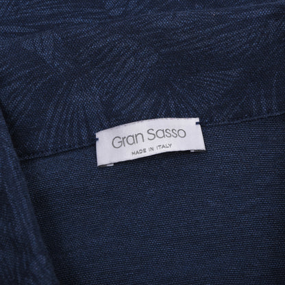 Gran Sasso Polo-Shirt Größe 52 ca. 55,5cm - Blaues Palmenmuster