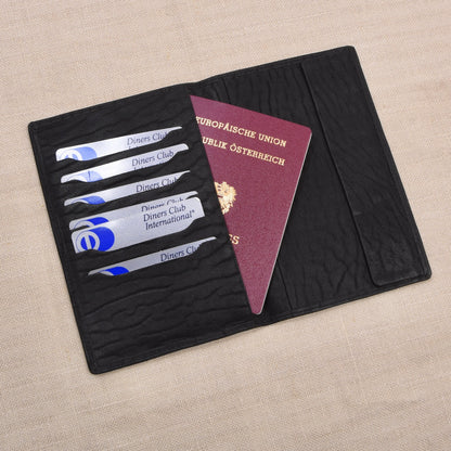 NOS Genarbtes Leder Reisebrieftasche - Schwarz