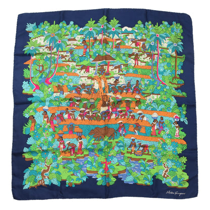 Vintage Salvatore Ferragamo Silk Scarf - Rice Paddy