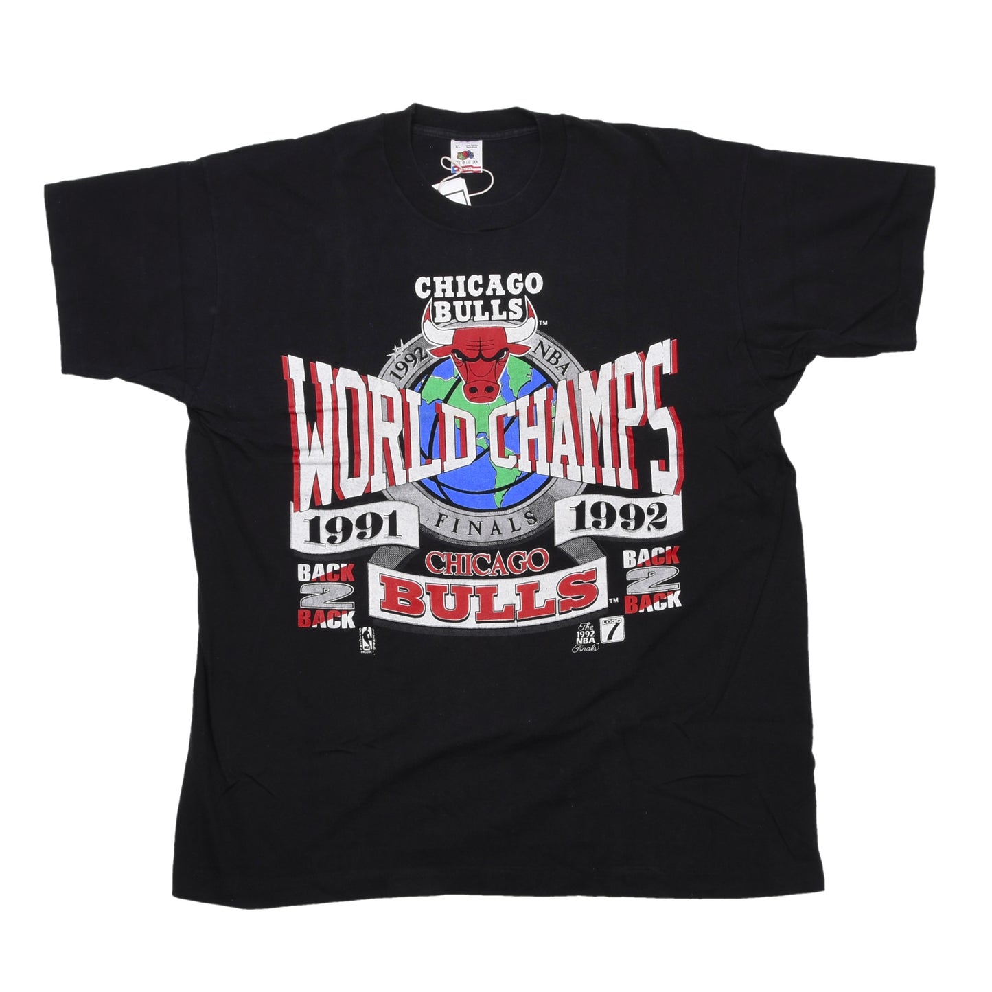 Vintage 1992 Chicago Bulls Championship T-Shirt Made in USA Größe XL ca. 59cm - Schwarz