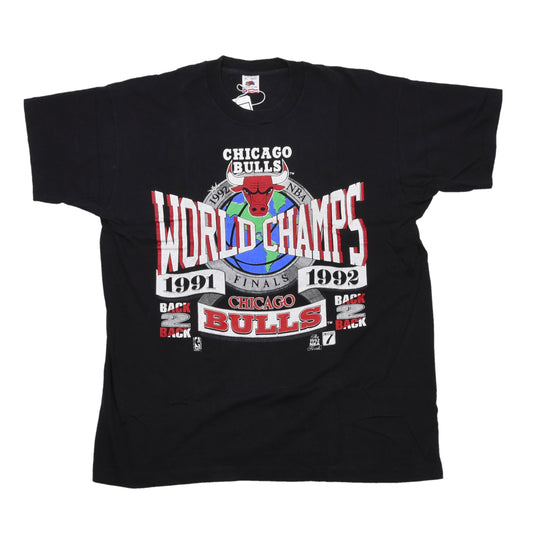 Vintage 1992 Chicago Bulls Championship T-Shirt Made in USA Size XL ca. 59cm - Black