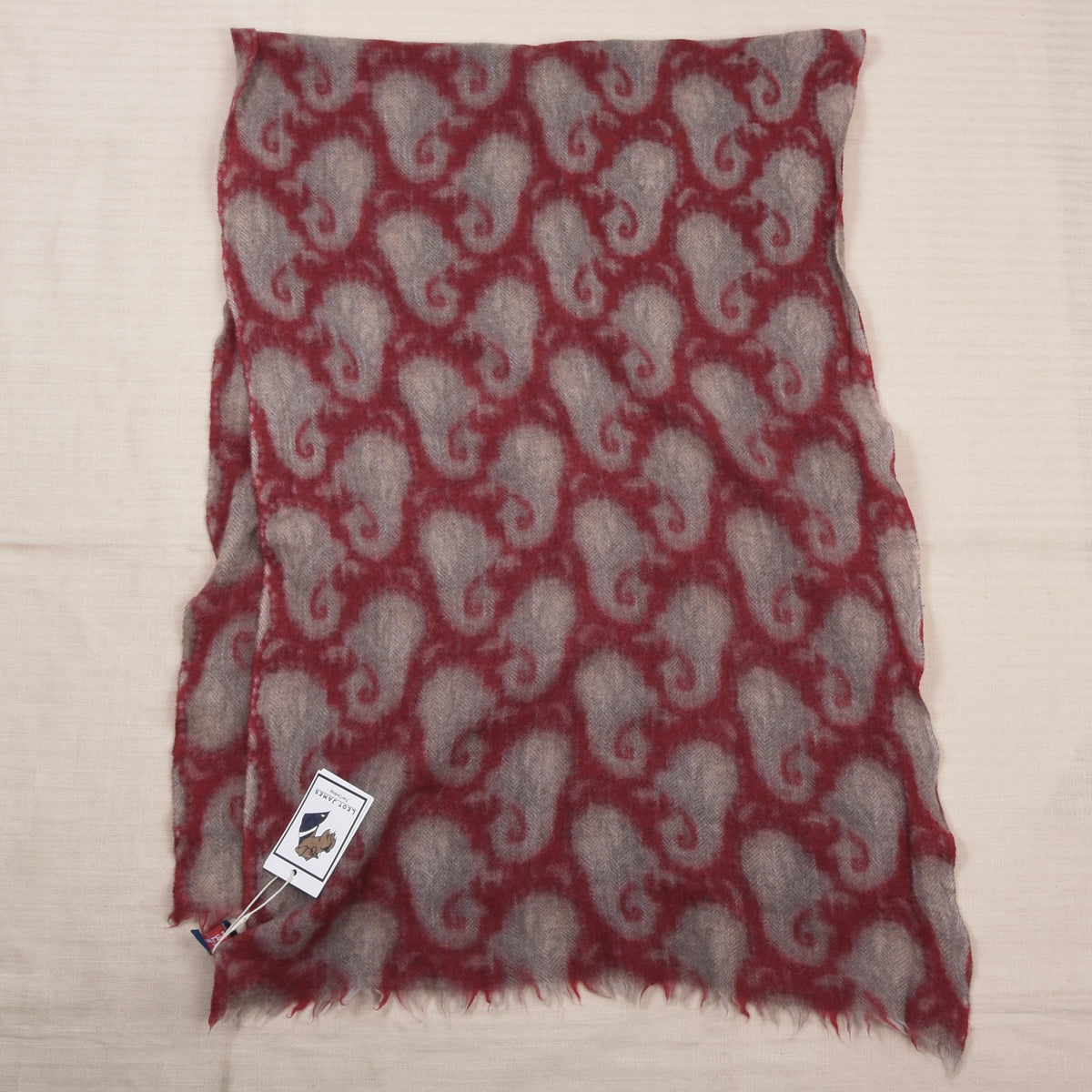 Hemley 100% Cashmere Scarf ca. 164cm - Red/Grey