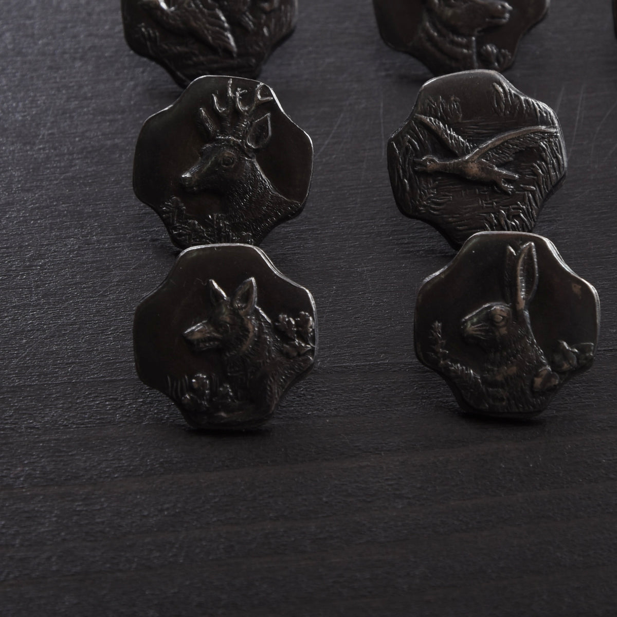 12x Vintage 800 Silber Trachtenknöpfe ca. 29.63g Graz – Jagdmotiv