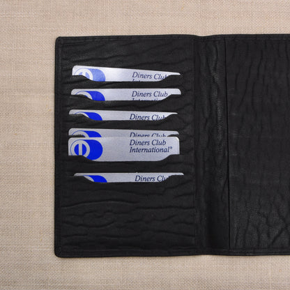 NOS Genarbtes Leder Reisebrieftasche - Schwarz