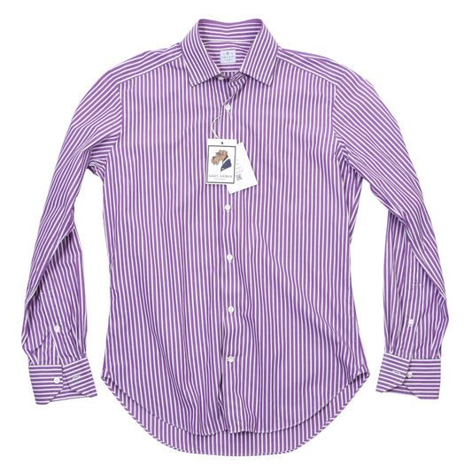 Truzzi Milano 100 % Baumwollhemd Größe 15 1/2 39 Brust ca. 53,5 cm - Lila/Weiß