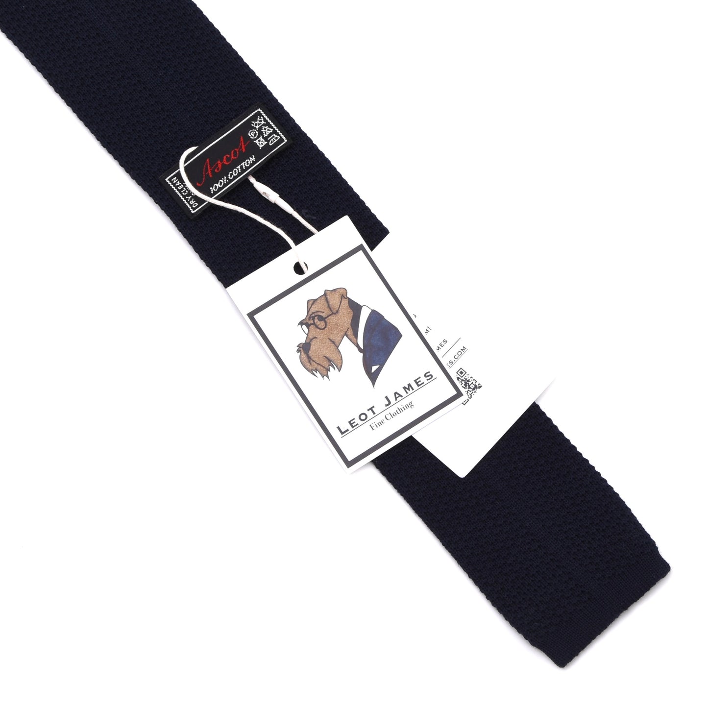Ascot Cotton Knit Tie - Navy Blue