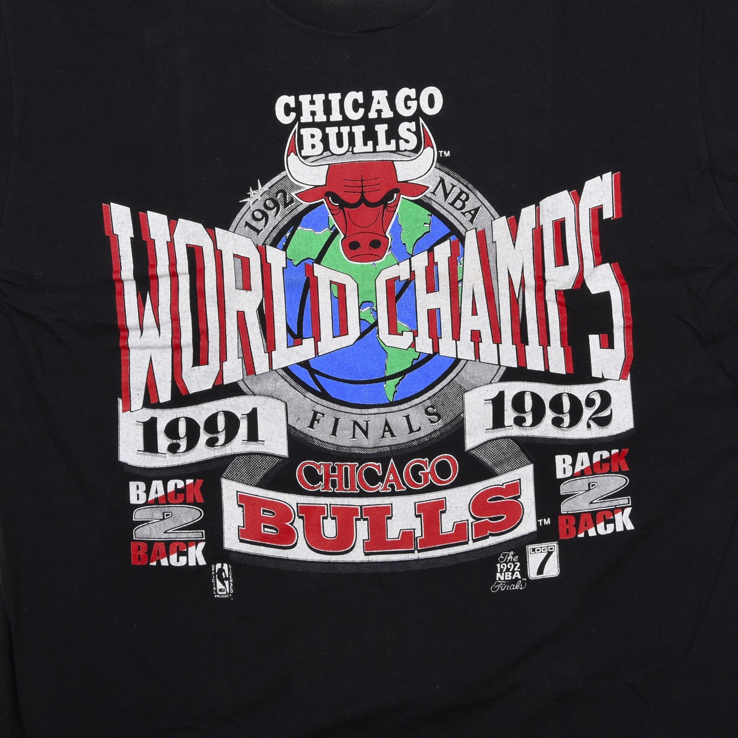Vintage 1992 Chicago Bulls Championship T-Shirt Made in USA Größe XL ca. 59cm - Schwarz