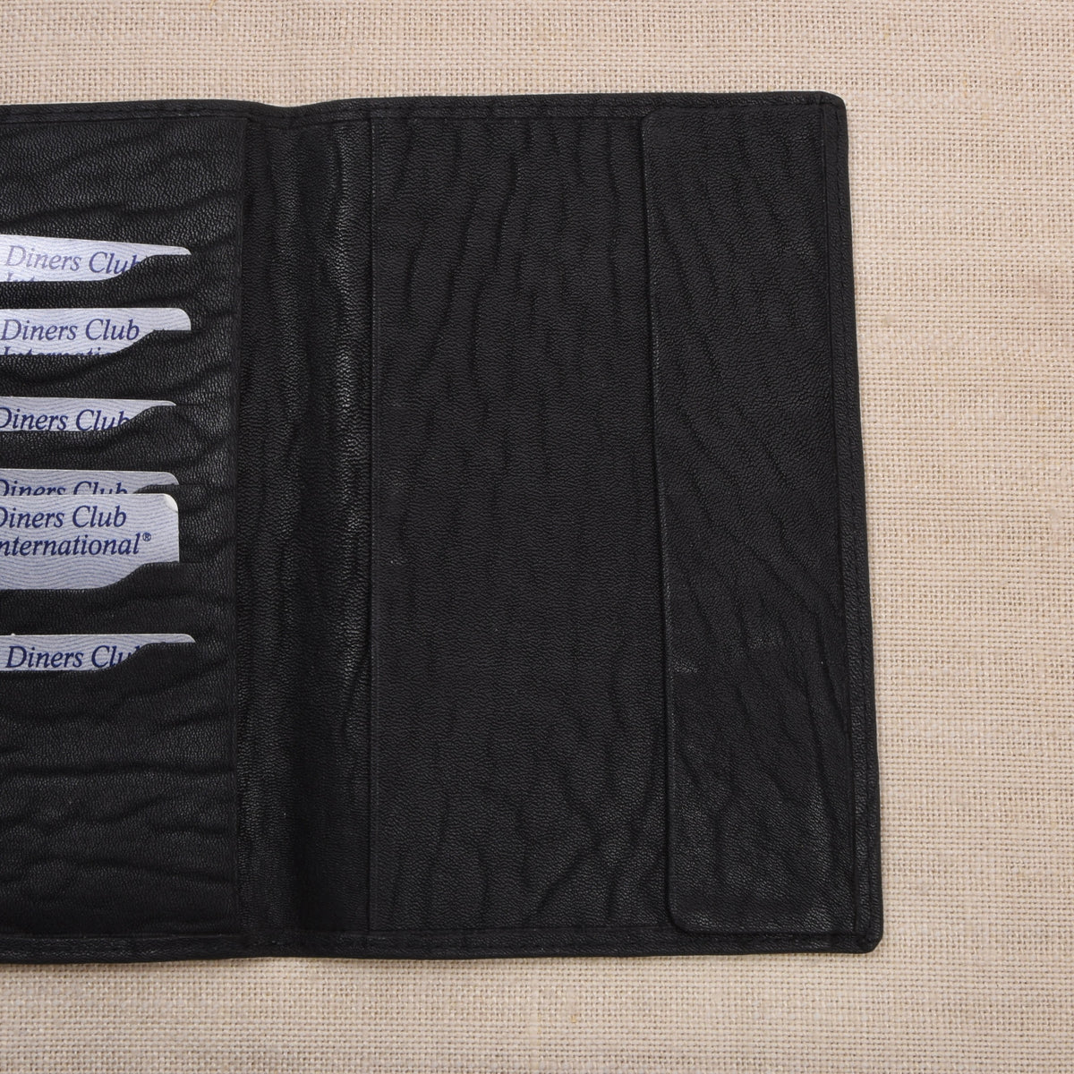 NOS Genarbtes Leder Reisebrieftasche - Schwarz