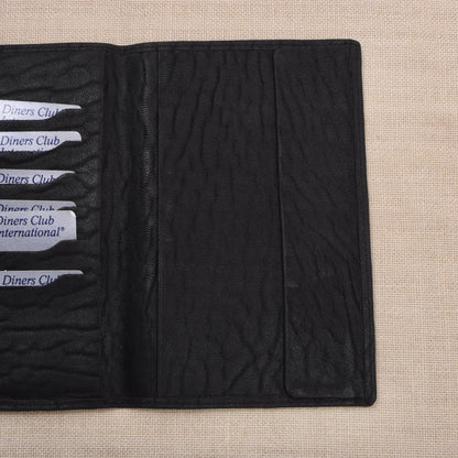 NOS Genarbtes Leder Reisebrieftasche - Schwarz