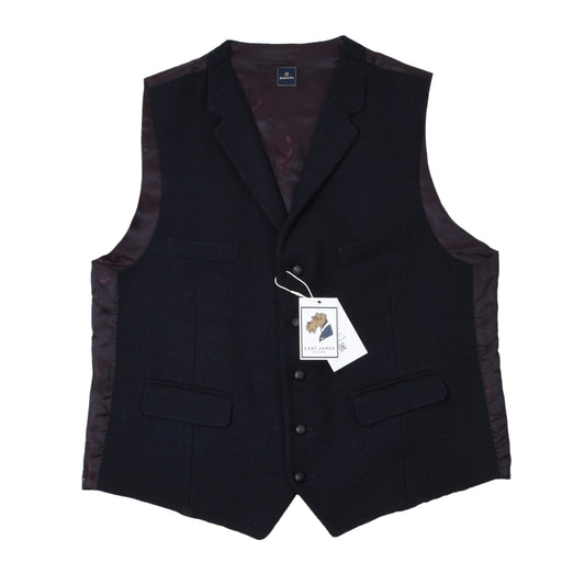 Barutti Harris Tweed Waistcoat/Vest Size 28/S46 Chest ca. 59.5cm - Navy Blue