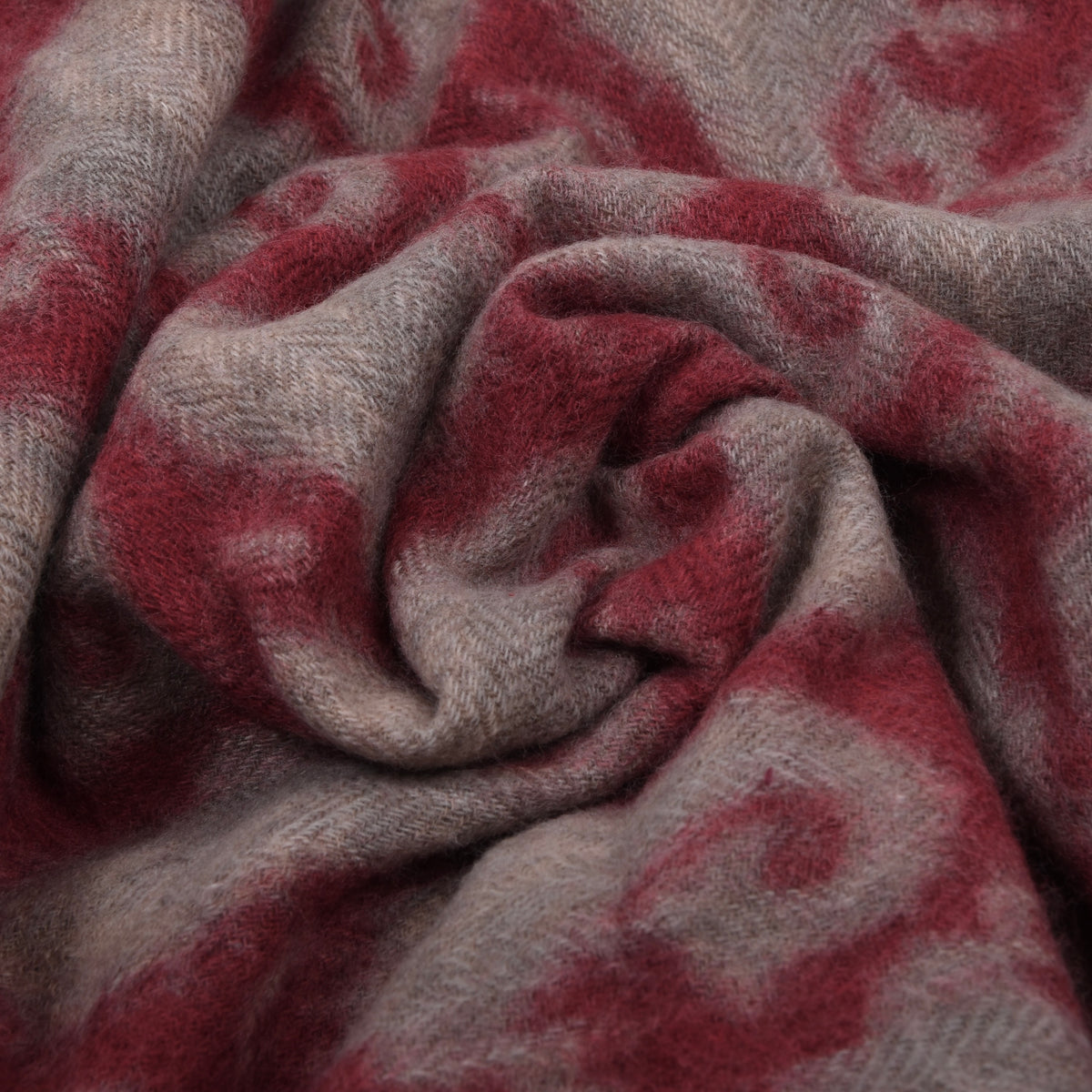 Hemley 100% Cashmere Scarf ca. 164cm - Red/Grey