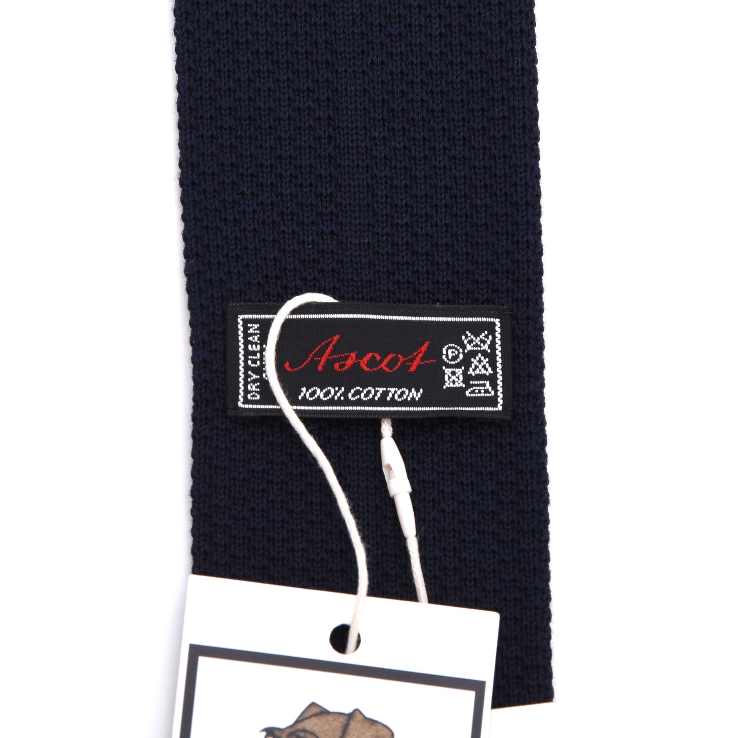 Ascot Cotton Knit Tie - Navy Blue