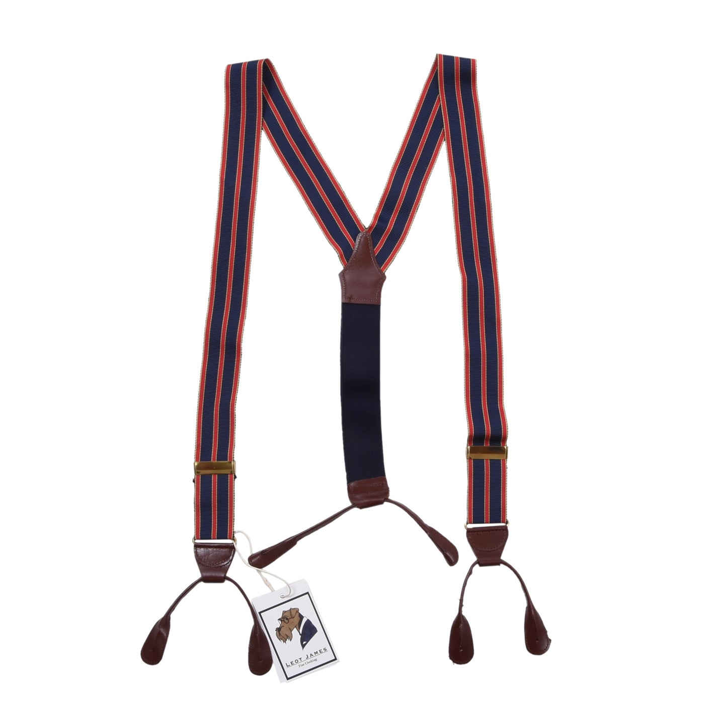 Classic Ribbon Braces/Suspenders - Navy/Red