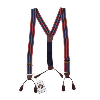 Classic Ribbon Braces/Suspenders - Navy/Red