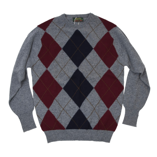 Peter Scott Wool Sweater Size UK38 Chest ca. 54cm - Grey Argyle